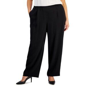 Kasper Plus Size Pull-On Wide-Leg Pants Black Size 1X MSRP $99